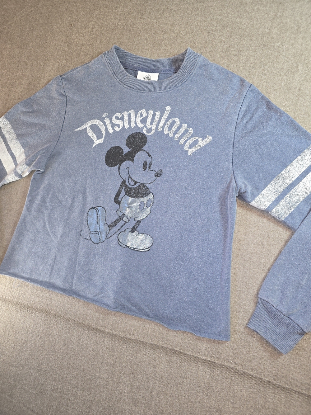 Disney Blue Vintage-Style Cropped Mickey Sweatshirt Womens XS